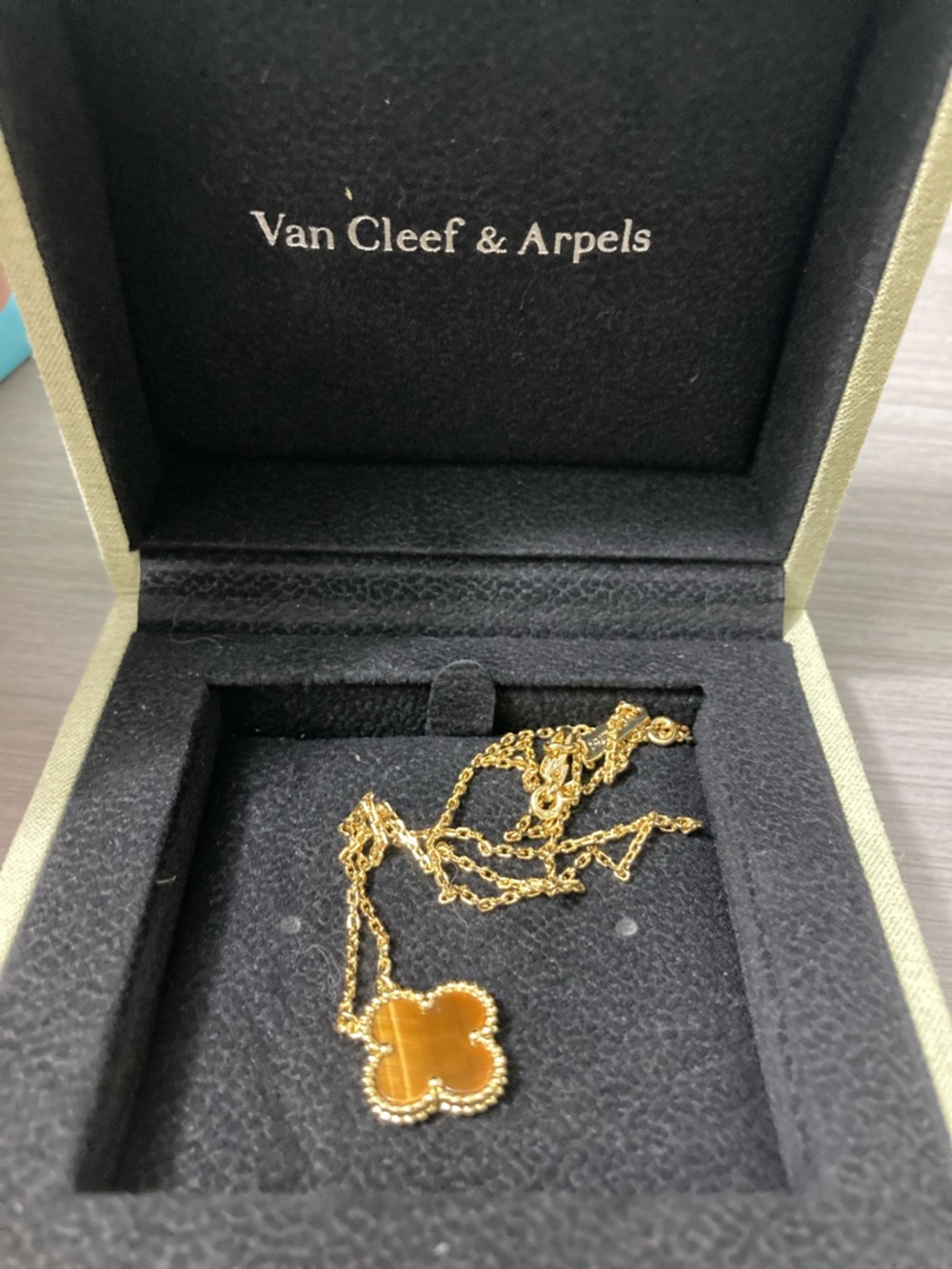 Van Cleef & Arpels Gold Tiger's Eye Alhambra Necklace